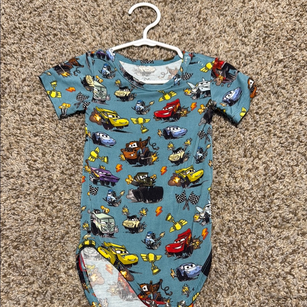 Blue Disney Cars Posh Peanut Bamboo Baby Onesie 12-18 months